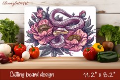 Snake in flowers, eastern horoscope Cutting Board. Product Image 1