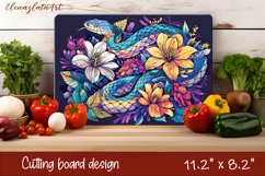 Snake in flowers, eastern horoscope Cutting Board. Product Image 1