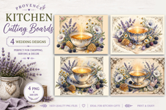 Provence Tea Cutting Board Sublimation | Lavender Floral PNG Product Image 1