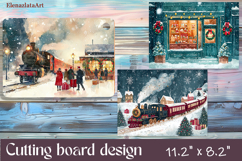 Sublimation Cutting board retro christmas, Winter Product Image 1