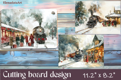 Sublimation Cutting board retro christmas, Winter Product Image 1