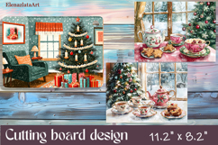 Sublimation Cutting board retro christmas, Winter Product Image 1
