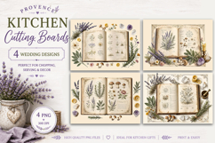 Provence Kitchen Cutting Board Sublimation | Vintage Botanic Product Image 1