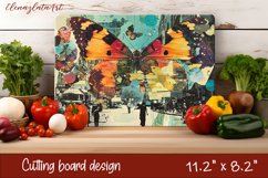 Watercolor geometry illusion Cutting Board. Abstract Kitchen Product Image 1