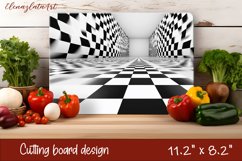 Watercolor geometry illusion Cutting Board. Abstract Kitchen Product Image 1