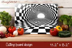 Watercolor geometry illusion Cutting Board. Abstract Kitchen Product Image 1