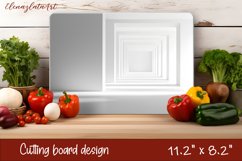Watercolor geometry illusion Cutting Board. Abstract Kitchen Product Image 1
