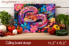 Snake in flowers, eastern horoscope Cutting Board. Product Image 1