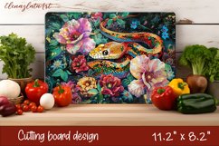 Snake in flowers, eastern horoscope Cutting Board. Product Image 1