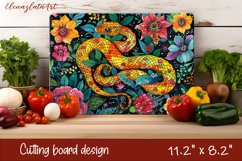 Snake in flowers, eastern horoscope Cutting Board. Product Image 1