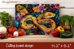 Snake in flowers, eastern horoscope Cutting Board. Product Image 1