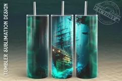 shipwreck Tumbler Sublimation Design, pirate ship tumbler Product Image 1