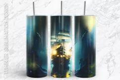 Ghost ship Tumbler Sublimation Design, pirate ship tumbler Product Image 4