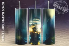 Ghost ship Tumbler Sublimation Design, pirate ship tumbler Product Image 1