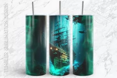 shipwreck Tumbler Sublimation Design, pirate ship tumbler Product Image 4