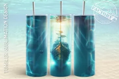 Pirate ship Tumbler Sublimation Design, shipwreck tumbler Product Image 1