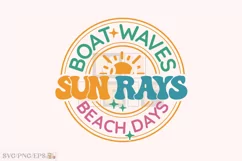 Boat Waves Sun Rays Beach Days SVG PNG T-shirt Design Product Image 1
