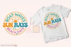 Boat Waves Sun Rays Beach Days SVG PNG T-shirt Design Product Image 2