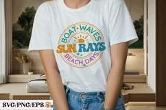 Boat Waves Sun Rays Beach Days SVG PNG T-shirt Design Product Image 3