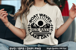 Boat Waves Sun Rays Lake Days SVG - Lake Quotes Design Product Image 1