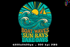 Boat Waves Sun Rays Lake Days Design PNG File