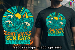 Boat Waves Sun Rays Lake Days Design PNG File