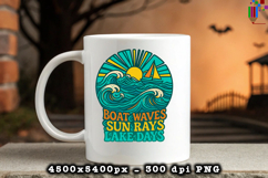 Boat Waves Sun Rays Lake Days Design PNG File