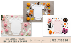 Autumn and Halloween baby bodysuit mockup- 4 jpeg files Product Image 1