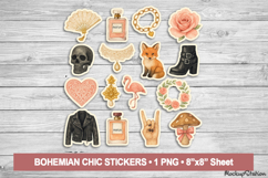 Vintage Boho Chic Stickers PNG Retro Fashion, Floral, Gothic Product Image 1