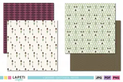 Bohemian scrapbook paper designs with arrow and feather motifs