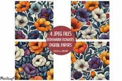 Bohemian Flowers Junk Journal Pages, Vintage Floral Papers Product Image 1