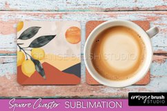 Boho Square Coaster Sublimation - Minimalist Landscape PNG Product Image 1