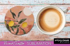 Boho Round Coaster Sublimation, Minimalist Landscape Design Product Image 1