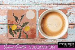 Boho Square Coaster Sublimation - Minimalist Landscape PNG Product Image 1