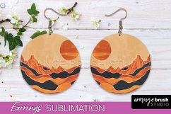 Boho Landscape Round Earring Sublimation, Minimalist Earring Product Image 1