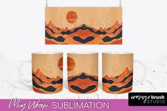 Boho Mug Wrap - Minimalist Landscape Mug Sublimation Design Product Image 1