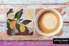 Boho Square Coaster Sublimation - Minimalist Landscape PNG Product Image 1