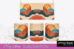 Boho Mug Wrap - Minimalist Landscape Mug Sublimation Design Product Image 1