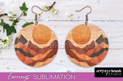 Boho Landscape Round Earring Sublimation, Minimalist Earring Product Image 1