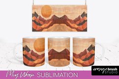 Boho Mug Wrap - Minimalist Landscape Mug Sublimation Design Product Image 1