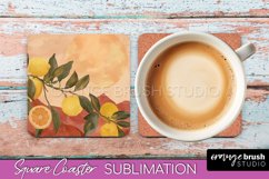 Boho Square Coaster Sublimation - Minimalist Landscape PNG Product Image 1