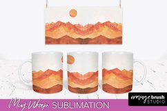 Boho Mug Wrap - Minimalist Landscape Mug Sublimation Design Product Image 1