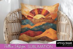 Boho Pillow Cover - Minimalist Landscape Pillow Sublimation Product Image 1