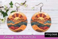 Boho Landscape Round Earring Sublimation, Minimalist Earring Product Image 1