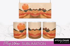 Boho Mug Wrap - Minimalist Landscape Mug Sublimation Design Product Image 1