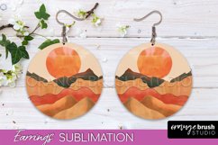Boho Landscape Round Earring Sublimation, Minimalist Earring Product Image 1