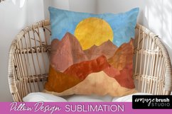 Boho Pillow Cover - Minimalist Landscape Pillow Sublimation Product Image 1