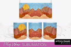 Boho Mug Wrap - Minimalist Landscape Mug Sublimation Design Product Image 1