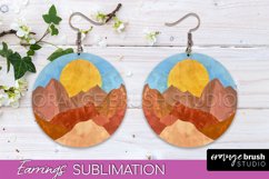 Boho Landscape Round Earring Sublimation, Minimalist Earring Product Image 1