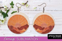 Boho Landscape Round Earring Sublimation, Minimalist Earring Product Image 1